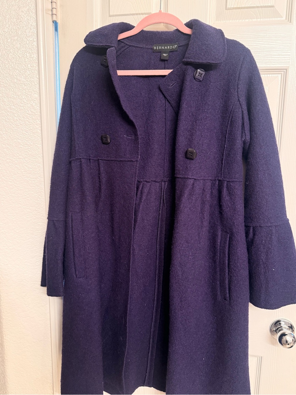 Bernardo Women's Dark Navy Double-Breasted Wool Pea Coat